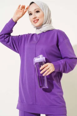 Alternative view of Basic Two-Piece Set with Front Cutout Purple
