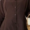 Short Shirt with Front Pleat Detail Brown groothandel shirt view 4 - Hicabistan Turkije fabriek