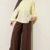 Short Shirt with Front Pleat Detail Yellow wholesale shirt view 2 - Hicabistan Turkey factory