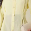 Short Shirt with Front Pleat Detail Yellow wholesale shirt view 4 - Hicabistan Turkey factory