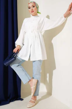 Alternative view of Shirt with Front Pleat Detail and Brit Buttons White