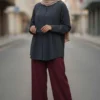 Front Pleated Detail Tencel Shirt Navy Blue wholesale shirt view 2 - Hicabistan Turkey factory