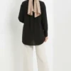 Front Pleated Detail Tencel Shirt Black Großhandel shirt view 3 - Hicabistan Türkei Fabrik