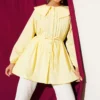 Pleated Front Sailor Collar Shirt Yellow wholesale shirt - Hicabistan Turkey factory