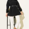 Pleated Front Sailor Collar Shirt Black al por mayor shirt view 2 - Hicabistan fábrica Turquía