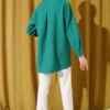 Basic Shirt with Sequin Decoration Green Großhandel shirt view 3 - Hicabistan Türkei Fabrik