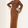 Dress with Stone Embellishments on the Front and Sleeves Stone بالجملة dress view 11 - Hicabistan مصنع تركيا