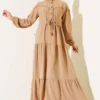 Half Button Front Layered Dress