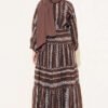Embroidered Detail Lace-Up Dress Brown بالجملة dress view 3 - Hicabistan مصنع تركيا