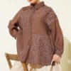 Embroidered Detail Shirt Brown