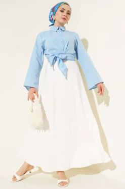 Alternative view of Front Tie Short Shirt Blue