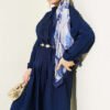 Ribbed Half Brit Button Dress Navy Blue – Bild 2