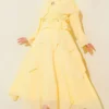 Shoulder Shawl Detailed Skirted Two-Piece Set Yellow wholesale clothing set - Hicabistan Turkey factory
