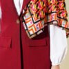 Shoulder Epaulet Gold Button Vest Set Burgundy wholesale clothing set view 4 - Hicabistan Turkey factory