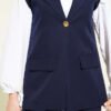 Shoulder Epaulet Gold Button Vest Set Navy Blue wholesale clothing set view 4 - Hicabistan Turkey factory
