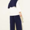 Shoulder Scarf Basic Two-Piece Set Navy Blue all'ingrosso clothing set view 3 - Hicabistan fabbrica Turchia