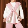 Shoulder Scarf Basic Two-Piece Set Powder Pink Großhandel clothing set view 2 - Hicabistan Türkei Fabrik
