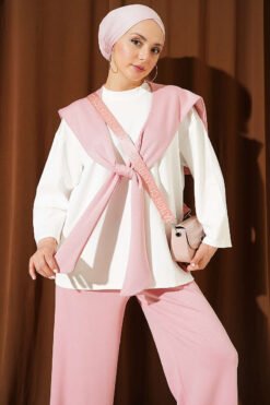 Alternative Ansicht von Shoulder Scarf Basic Two-Piece Set Powder Pink