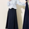 Short Shirt with Shoulder Drawstring and Belt Baby Blue wholesale shirt view 2 - Hicabistan Turkey factory