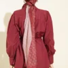 Gathered Shoulder Tie Poplin Shirt Burgundy groothandel shirt view 3 - Hicabistan Turkije fabriek