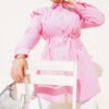 Ruffled Shoulder Belted Shirt Pink wholesale shirt - Hicabistan Turkey factory