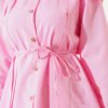 Ruffled Shoulder Belted Shirt Pink wholesale shirt view 4 - Hicabistan Turkey factory