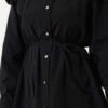 Ruffled Shoulder Belted Shirt Black wholesale shirt view 4 - Hicabistan Turkey factory