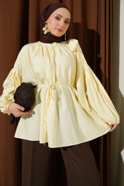 Shoulder Bow Loose Tunic Yellow