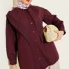 Shoulder Lace Sailor Collar Shirt Plum