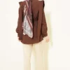 Shoulder Belted Striped Embossed Shirt Brown en gros shirt view 3 - Hicabistan usine Turquie