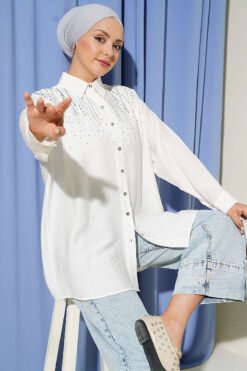 Shoulder Mini Stone Shirt White