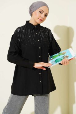 Shoulder Mini Stone Shirt Black