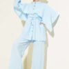 Shoulder Cape with Gold Button Two-Piece Set Blue