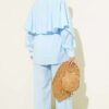 Shoulder Cape with Gold Button Two-Piece Set Blue wholesale clothing set view 3 - Hicabistan Turkey factory