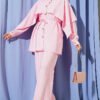 Shoulder Cape with Gold Button Two-Piece Set Pink wholesale clothing set - Hicabistan Turkey factory