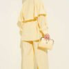 Shoulder Cape with Gold Button Two-Piece Set Yellow wholesale clothing set view 3 - Hicabistan Turkey factory