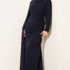 Shoulder Cape Pearl Evening Dress Navy Blue Großhandel dress view 2 - Hicabistan Türkei Fabrik