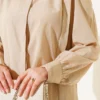 Shirt with Shoulder Pleat Detail Beige all'ingrosso shirt view 4 - Hicabistan fabbrica Turchia