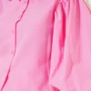 Shoulder Pleated Balloon Sleeve Short Shirt Pink wholesale shirt view 4 - Hicabistan Turkey factory