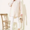 Shirt with Shoulder Stone Stripes Beige en gros shirt view 2 - Hicabistan usine Turquie