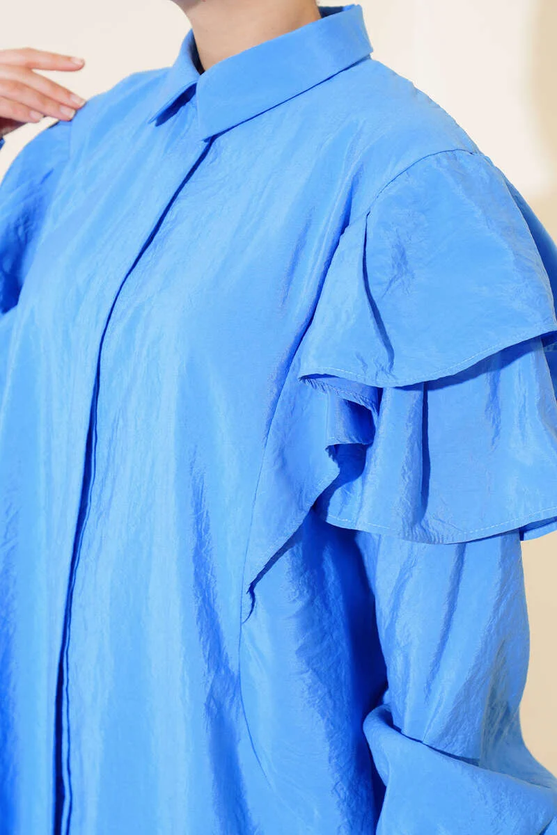 Layered Shoulder Tunic Blue - Image 4
