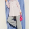 Shoulder Stone Detailed Shirt Pink groothandel shirt view 2 - Hicabistan Turkije fabriek