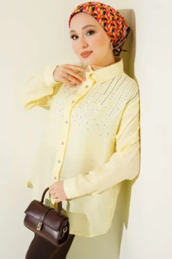 Shoulder Stone Detailed Shirt Yellow