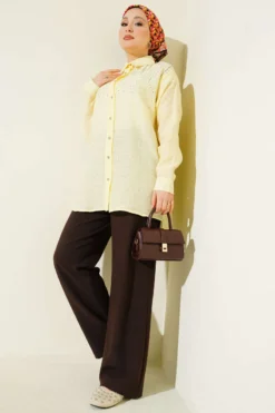 Alternative view of Shoulder Stone Detailed Shirt Yellow