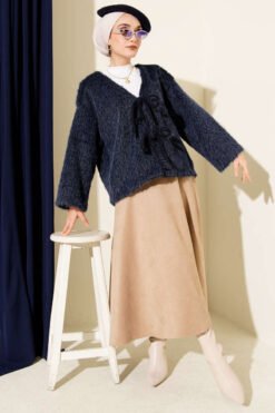 Alternatieve weergave van Laced Front Short Kimono Navy Blue