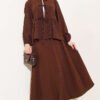 Tree Bark Skirt Set Brown Großhandel clothing set - Hicabistan Türkei Fabrik