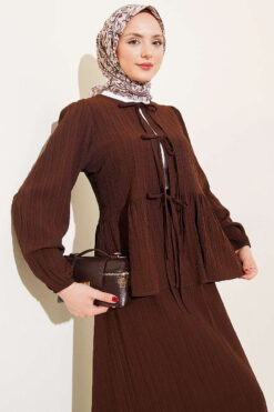 Tree Bark Skirt Set Brown wholesale clothing set view 2 - Hicabistan Turkey factory