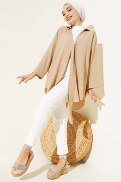 Alternatieve weergave van Tie-Front Tree Bark Kimono
