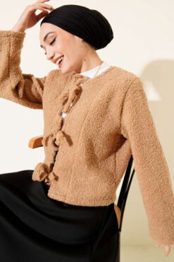 Tie-Front Boucle Short Kimono