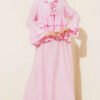 Tie-Front Layered Ruffled Skirt Set Pink